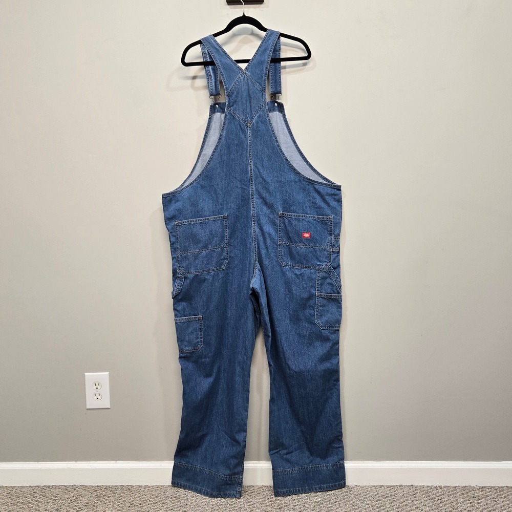 Dickies Denim Bib Overalls‎ Mens 2XL Indigo Carpenter Workwear Dungarees Utility - Picture 2 of 7
